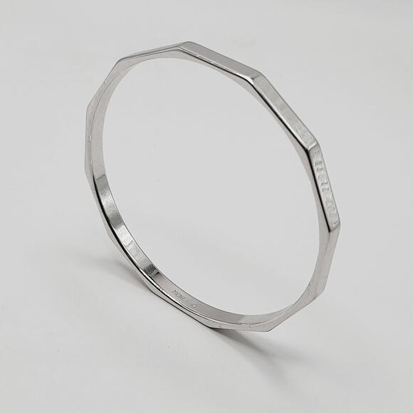 Vintage Monet Silver Tone Faceted Bangle Bracelet Signed Designer - Picture 9 of 9